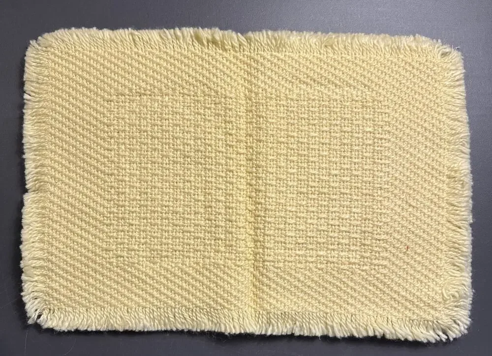 Pair Of Vintage Yellow Hand Knit 18” x 12” Placemats